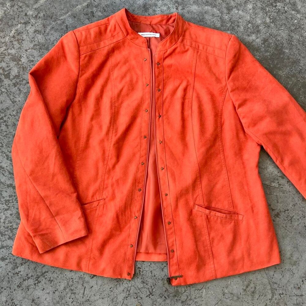 Allison Daley Orange Faux Suede Jacket Zip-up Blazer Western Pockets Women's XL